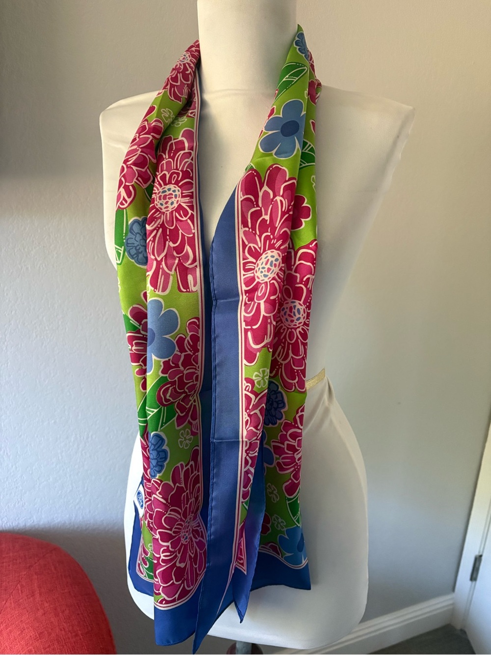 Lilly Pulitzer x Ford green blue silk scarf